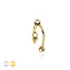 SPIKE DANGLE CZ ROUND 316L SURGICAL STEEL CURVED BARBELL/EYEBROW